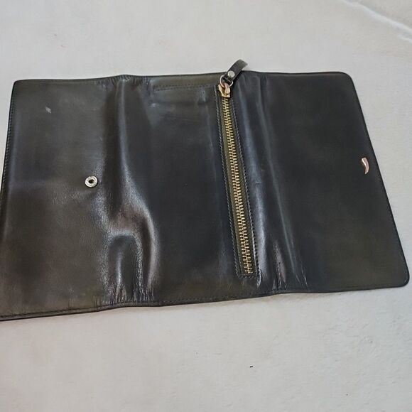 Tusk Leather Clutch Wallet Olive Green With Tan Interior  7 1/4‎ X 3 1/2 EUC - Picture 3 of 11